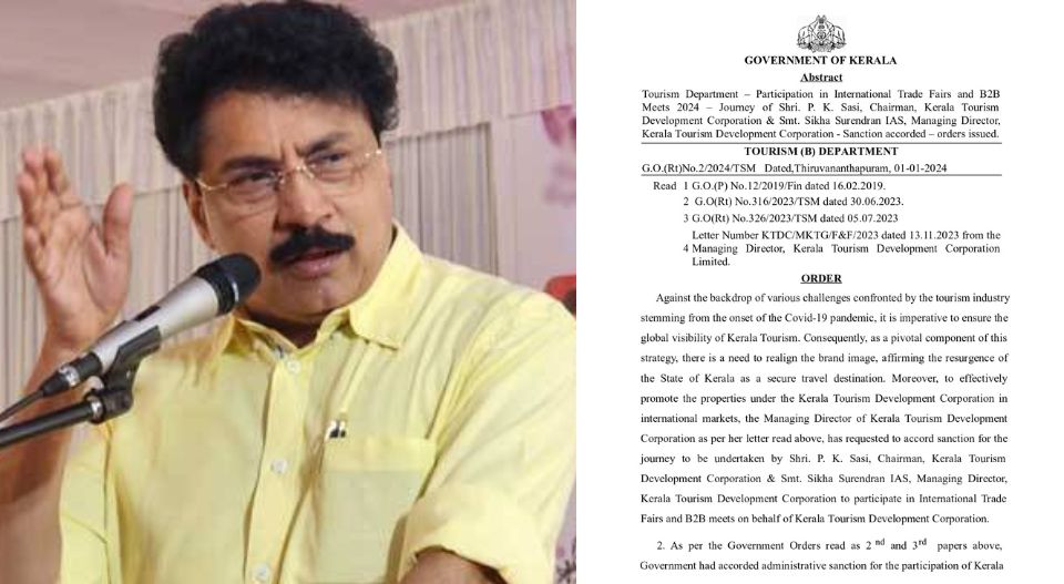 പി.കെ.ശശി വിദേശ പര്യടനത്തിന്; ലക്ഷ്യം ടൂറിസം പ്രമോഷന്‍; സാമ്പത്തിക പ്രതിസന്ധി സാധാരണക്കാരന്റെ കാര്യങ്ങളില്‍ മാത്രം