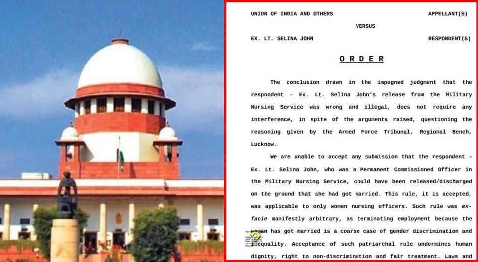 വിവാഹത്തിന്റെ  പേരിൽ വിവേചനം പാടില്ല, മിലിറ്ററി നഴ്സിനെ പിരിച്ചുവിട്ട നടപടി തെറ്റ്; 60 ലക്ഷം നഷ്ടപരിഹാരം നൽകണം