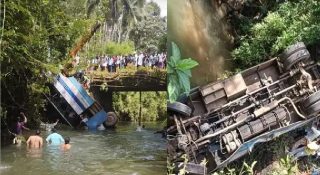 കോഴിക്കോട് കെഎസ്ആർടിസി ബസ് പുഴയിലേക്ക് മറിഞ്ഞു; കുടുങ്ങിക്കിടക്കുന്നത് നിരവധിപ്പേർ